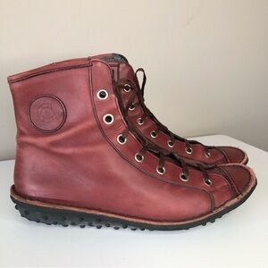 Clone Burgundy Leather Lace-up Ankle Boots 39/8